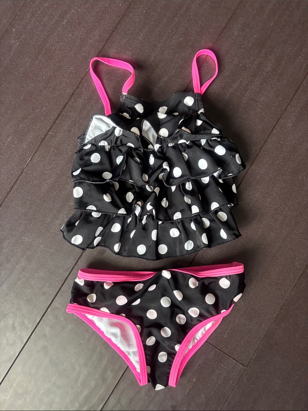 Carter's Black Polka Dot Toddler Bikini with Pink Trim